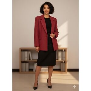 Vintage 80's Country Suburban Red Tweed Blazer Jacket 12 Made In USA ILGWU Union